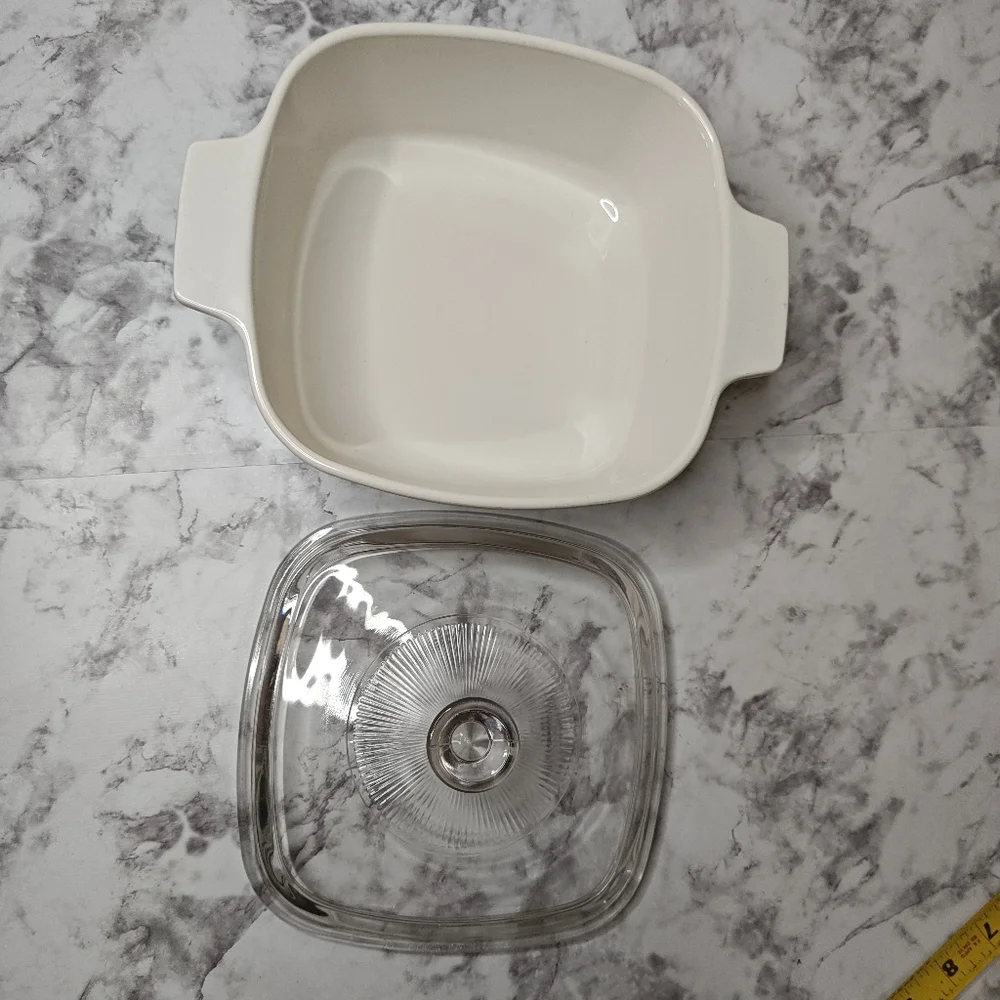 Vintage Pyrex Glass Lid White Casserole Dish Fruit Design